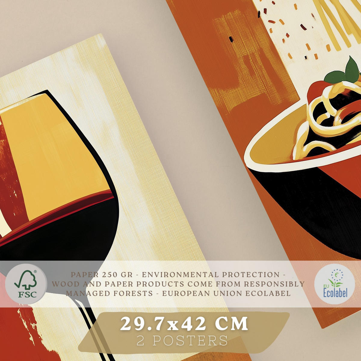 PLAKAT Sada 2 Retro 2 A3 bez rámu - čirá, papír (29.7/1/42cm) - Nacnic
