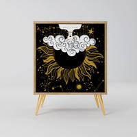 SIDEBOARD STELLAR CONSTELLATIONS, Eichefarben, 57,5x42x75,5 cm, Goldfarbene Metallfüße - Eichefarben/Goldfarben, Holzwerkstoff/Metall (57.5/75.5/42cm) - SpaceRebels