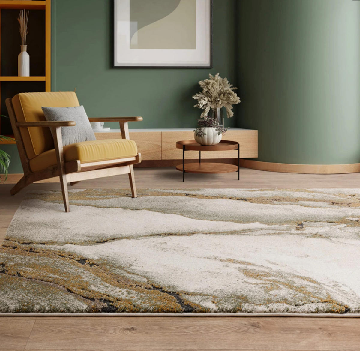 TEPPICH Flachgewebe HAVEN Grün 160 x 230 cm - Grün, Textil (160/230cm) - Novatrend