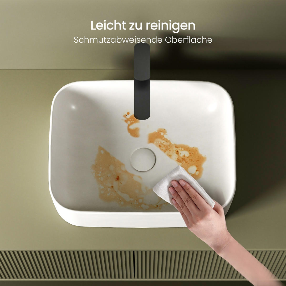 WASCHBECKEN Keramik Rechteck Abgerundetes Design R Mattweiß - Weiß, Keramik (38/15/50.5cm) - EMKE