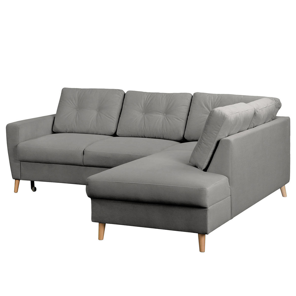 ECKSOFA mit Ottomane - Braun/Grau, Holz/Textil (230/200cm) - home24