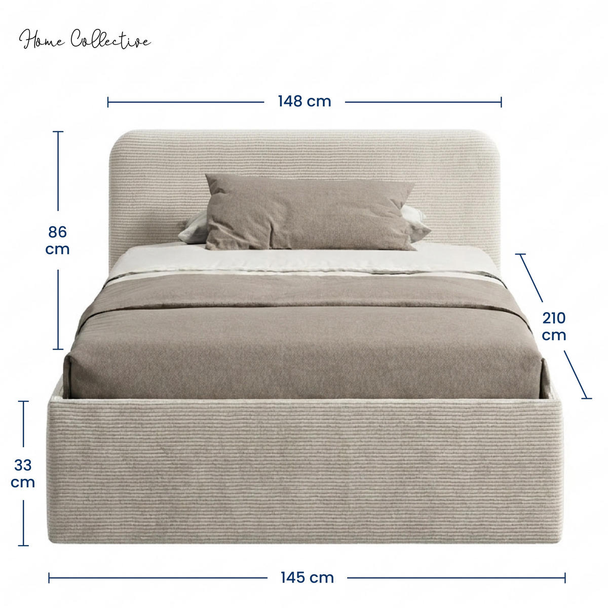 POSLTERBETT mit Bonnell-Matratze 140x200 cm in Hellbeige - Beige, Holzwerkstoff/Textil (140/200cm) - Home Collective