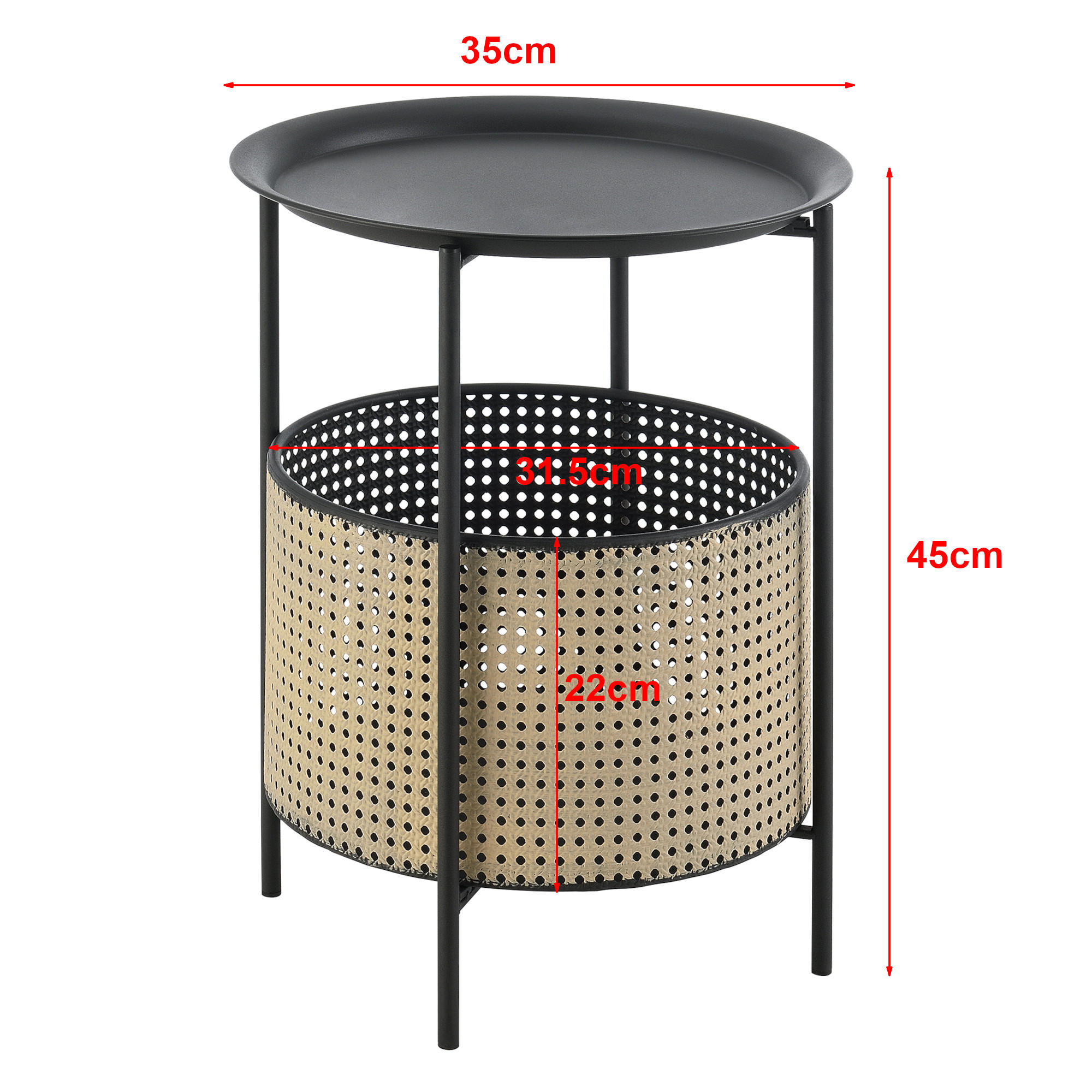 Thumbnail - [en.casa] Beistelltisch, Schwarz, Metall, 35x45x35 cm, Wohnzimmer, Wohnzimmertische, Beistelltische