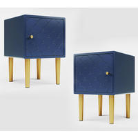 NACHTTISCH 35/35/50 cm in Marineblau mit Stauraum & Metallbeinen - Dunkelblau, Holzwerkstoff (35/50/35cm) - BEAOK