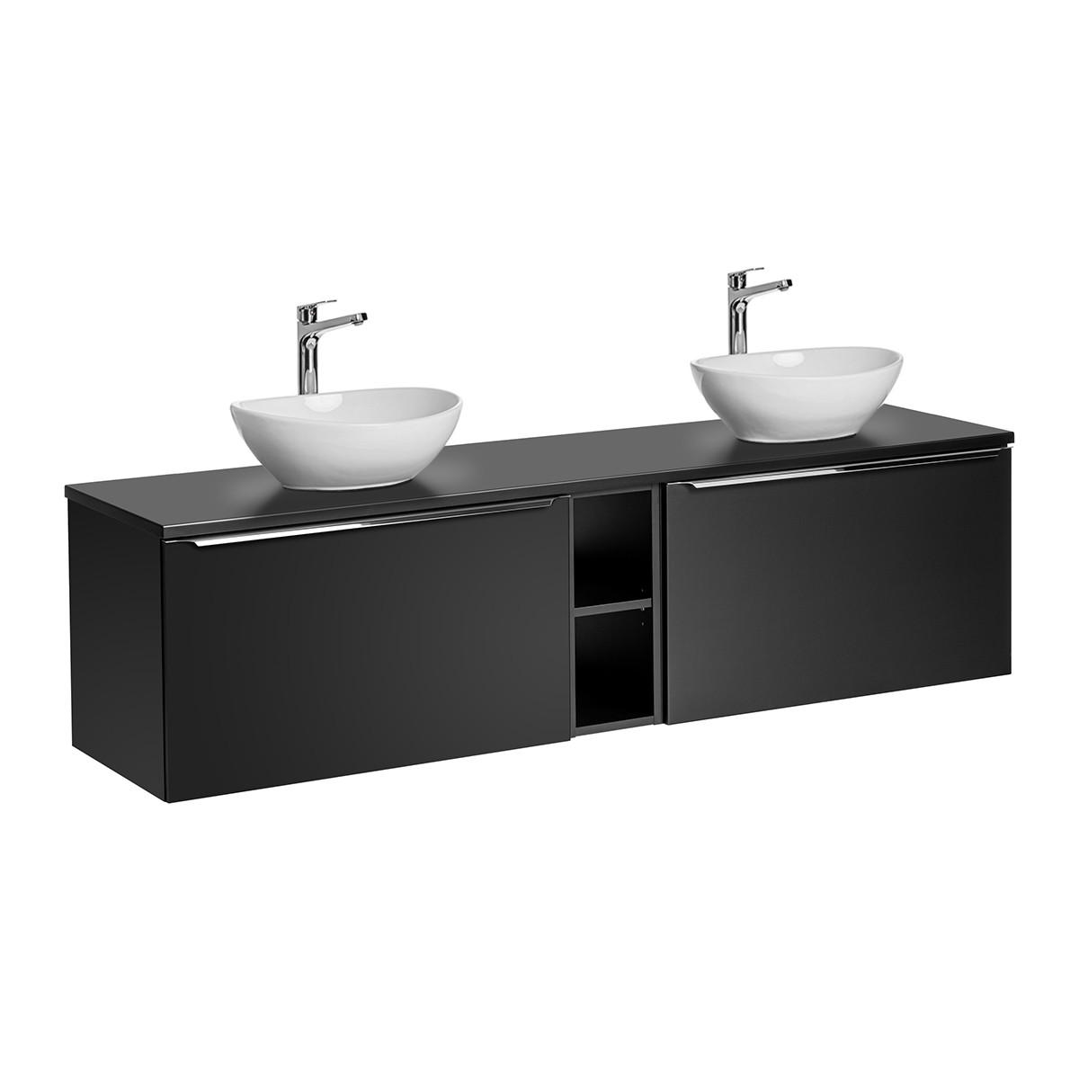 DOPPELWASCHTISCH 180cm Éros Schwarz - Schwarz, Holzwerkstoff (180/48/46cm) - Petits-meubles