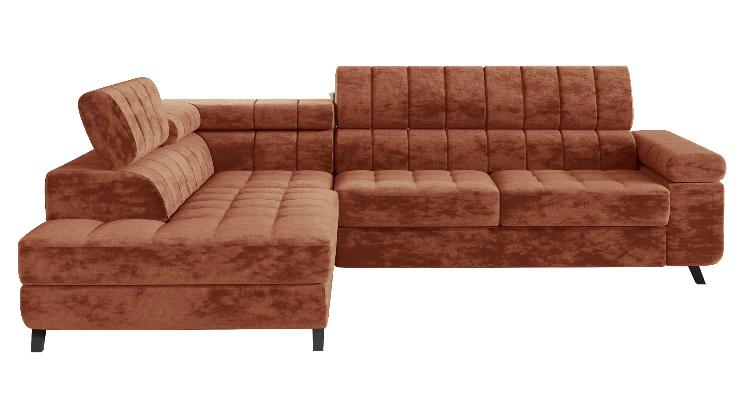 ECKSOFA Nord, Seite: Links - Schwarz/Bronzefarben, Holz/Textil (264/203cm) - MIRJAN24