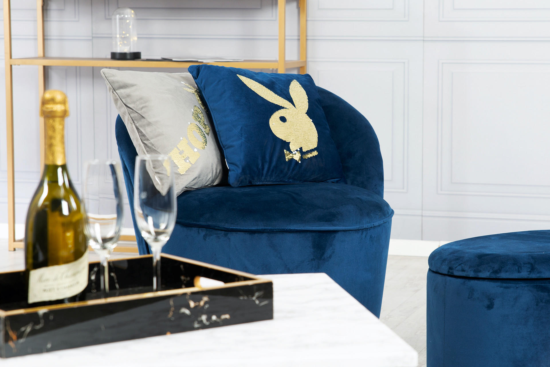 Zierkissen in blau und grau von Playboy