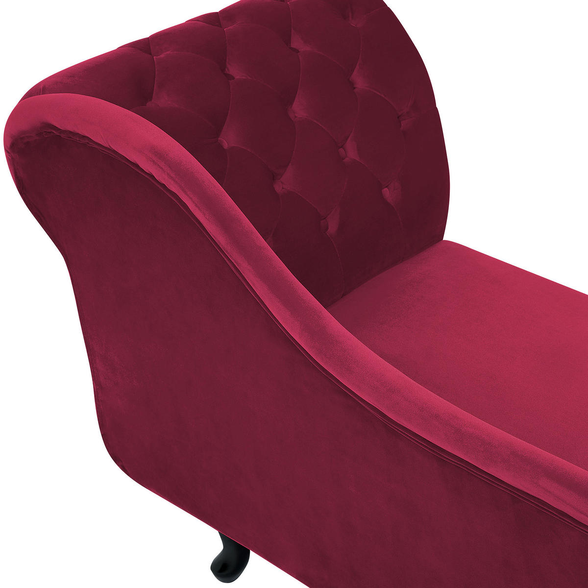 CHAISELONGUE Samtstoff burgunderrot rechtsseitig Nimes - Dunkelbraun/Rot, Textil (170/79/61cm) - Beliani