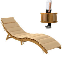 SONNENLIEGE klappbare wetterfeste Gartenliege aus Holz mit Polsterung Kopfstütze Tragegriff 183 x 54 x 63 cm, Beige - Beige, Metall (183/63/54cm)