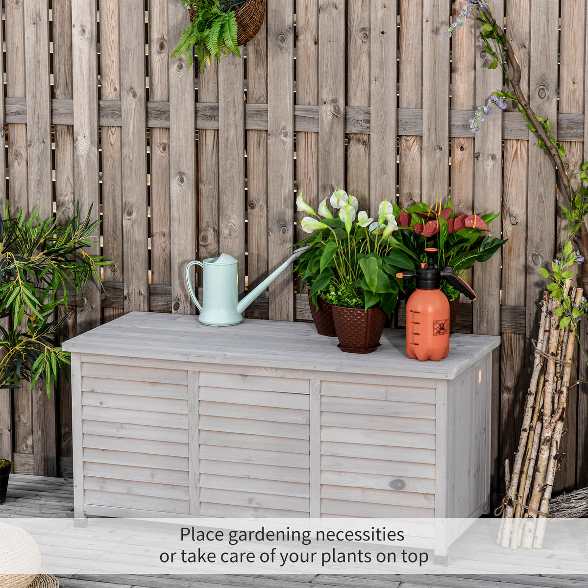 KISSENBOX DE-18677 283 L mit 2 Ketten Grau - Grau, Holzwerkstoff (56/60/127cm) - ComfortXL