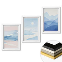 WANDBILDER 3er-Set - 20x30 cm Weißer Rahmen - Aquarell: Blau-rosa Berge - Weiß, Kunststoff (20/30cm) - ArtPrintCave