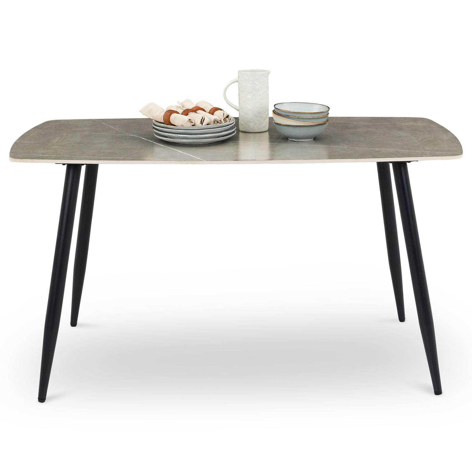 ESSTISCH MORA grau/schwarz - Schwarz/Grau, Metall (80/140/76cm) - IDIMEX