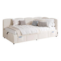 POLSTERBETT 90x190 cm mit Stauraumbett und Lattenrost, Samt, beige - Beige, Holz/Textil (90/190cm) - KOMHTOM