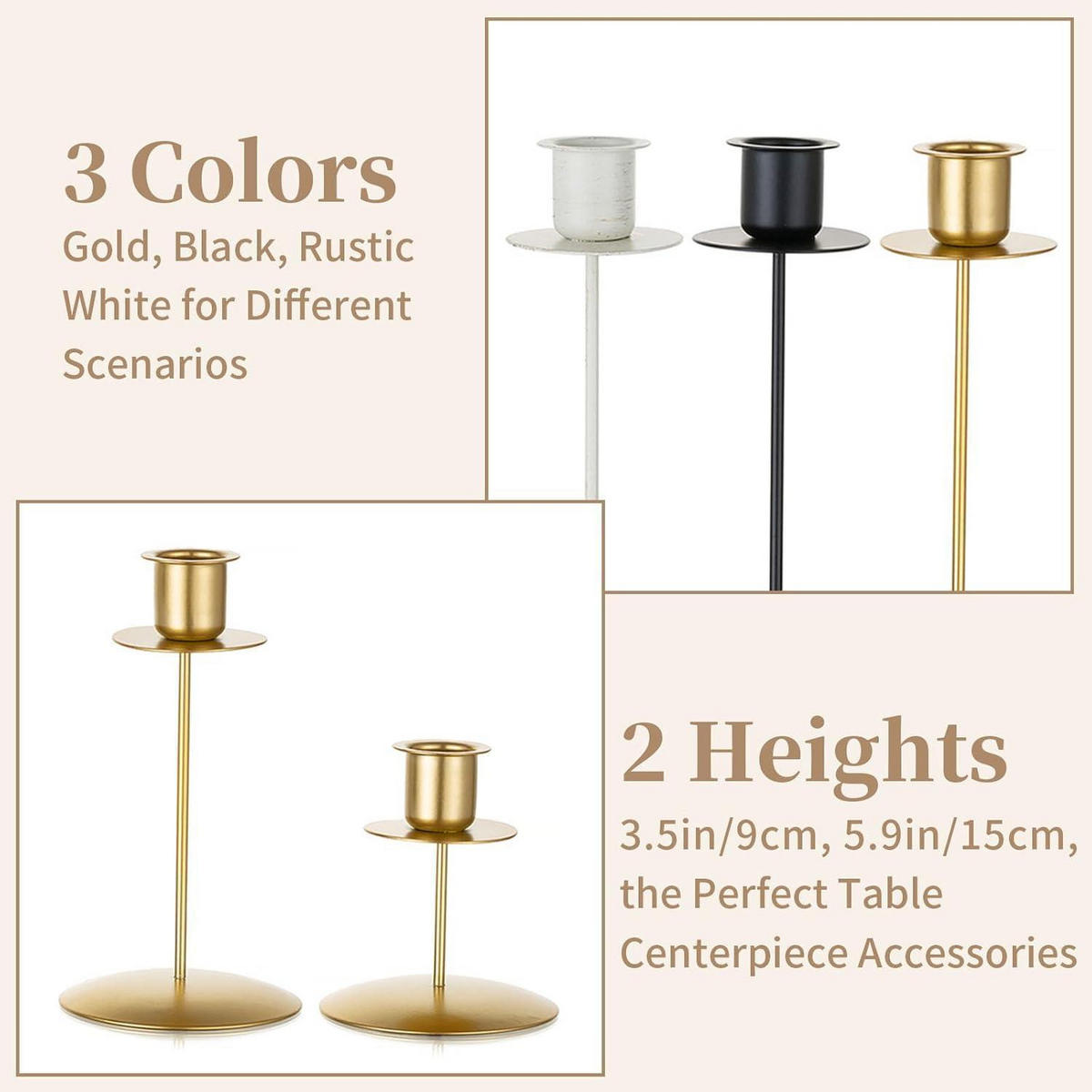KERZENSTÄNDER 12-teiliges Set Gold 15 cm - Goldfarben, Metall (8/15/8cm)