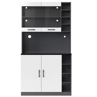BUFFET Weiß Grau 100/47/187 cm - Weiß, Holz (100/187/47cm) - PANGIVO