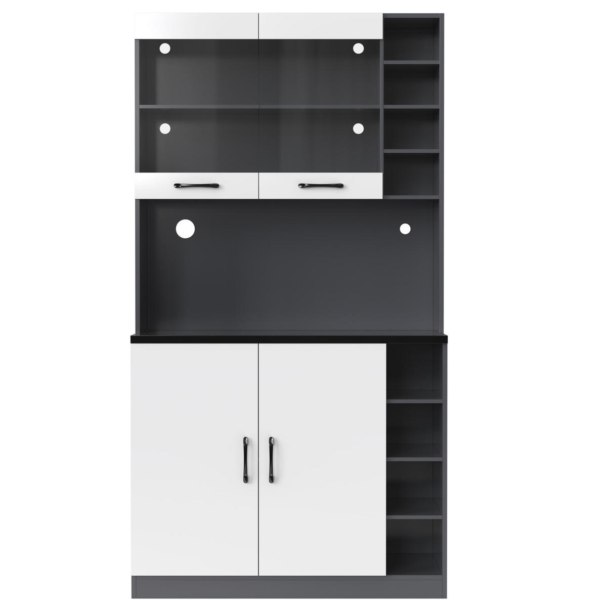 BUFFET 100/47/187 cm grau/weiß aus MDF mit LED-Beleuchtung - Weiß, Holzwerkstoff (100/187/47cm) - OKWISH