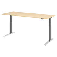 SCHREIBTISCH elektrisch XBHM 80/200/74 cm in Ahornfarben/Graphitfarben/Alu poliert - Silberfarben/Ahornfarben, Holzwerkstoff (80/200/74cm) - bümö