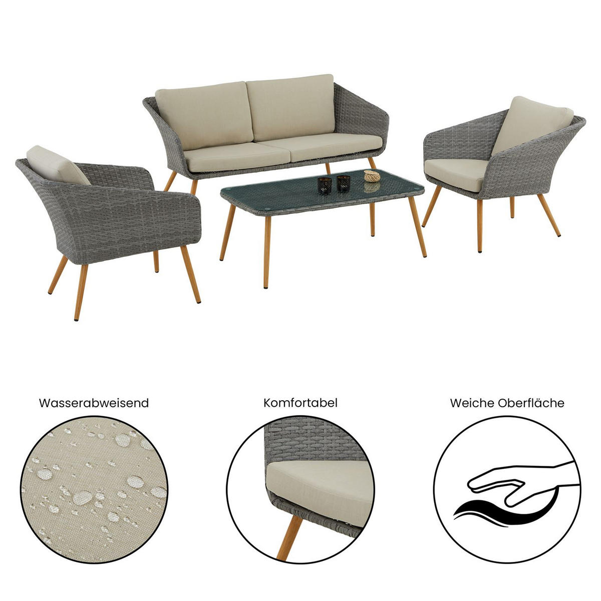 GARTENMÖBELSET ANTALYA - Braun/Grau, Metall - IDIMEX