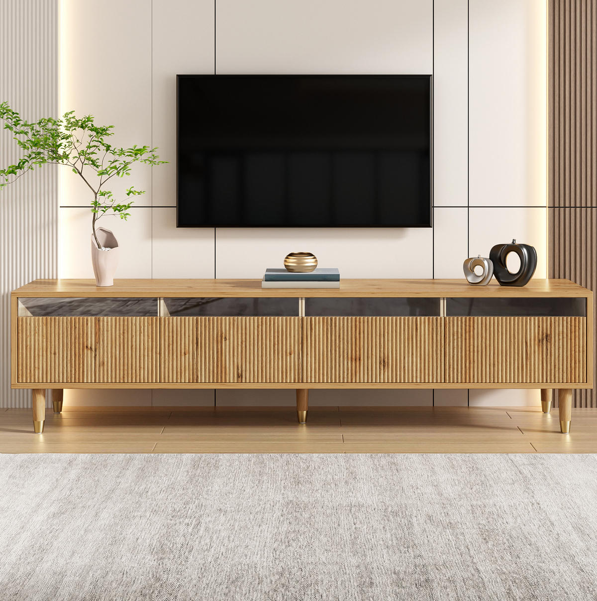 TV-SCHRANK mit 4 Schubladen 178 cm MDF Holzoptik - Braun, Holzwerkstoff (35/45/178cm) - Beauniv