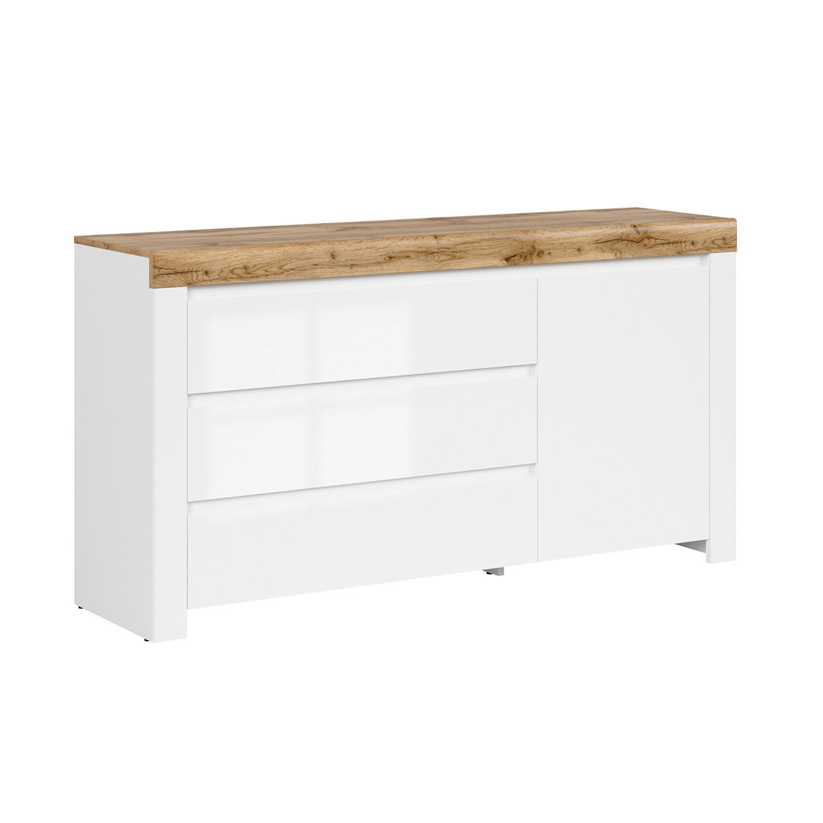 SIDEBOARD Hella Weiß und Holz - Weiß, Holzwerkstoff (156/84/42cm) - Petits-meubles
