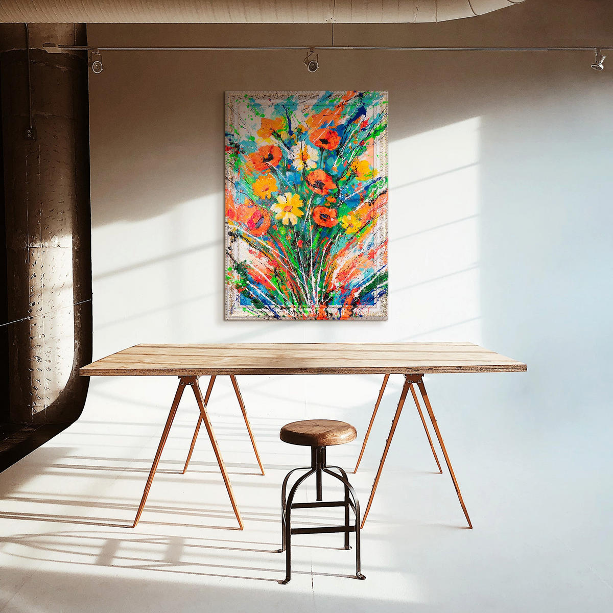 GEMÄLDE Wärme der Blütenblätter Schattenfugenrahmen Weiß 140x100 cm - Weiß, Holz (140/100cm) - YS-art gallery