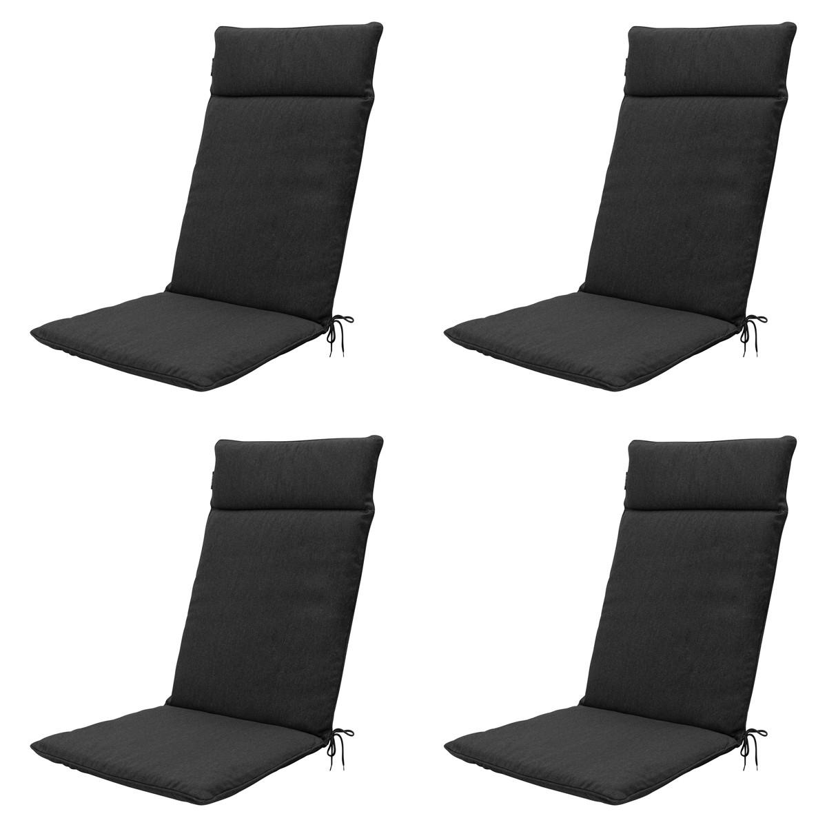 GARTENSTUHLKISSEN Canvas 120/50 cm 4er-Set - Schwarz, Textil (50/8/120cm) - Madison