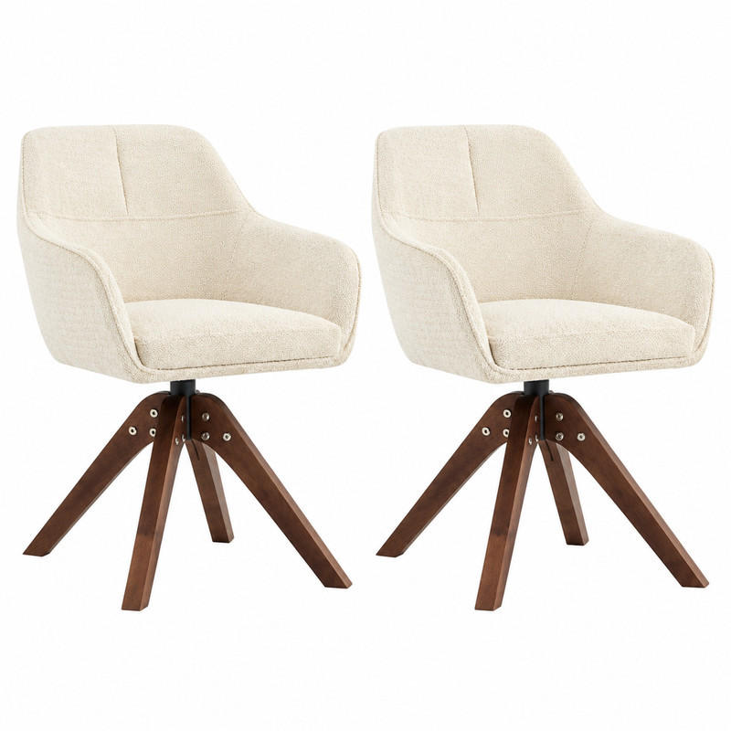 ESSZIMMERSTUHL drehbar mit Armlehnen 82 cm Stoff Walnut White 2er-Set - Weiß, Holz (46/82/58cm) - Meubliv