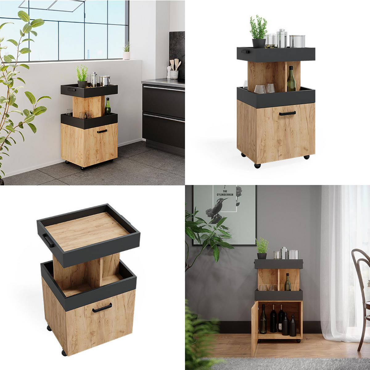 PŘESOUVÁNÍ SKŘÍŇ Zlatý mocný dub - medově dubová/antracitová, kompozitní dřevo (50/88.6/41cm) - Vicco