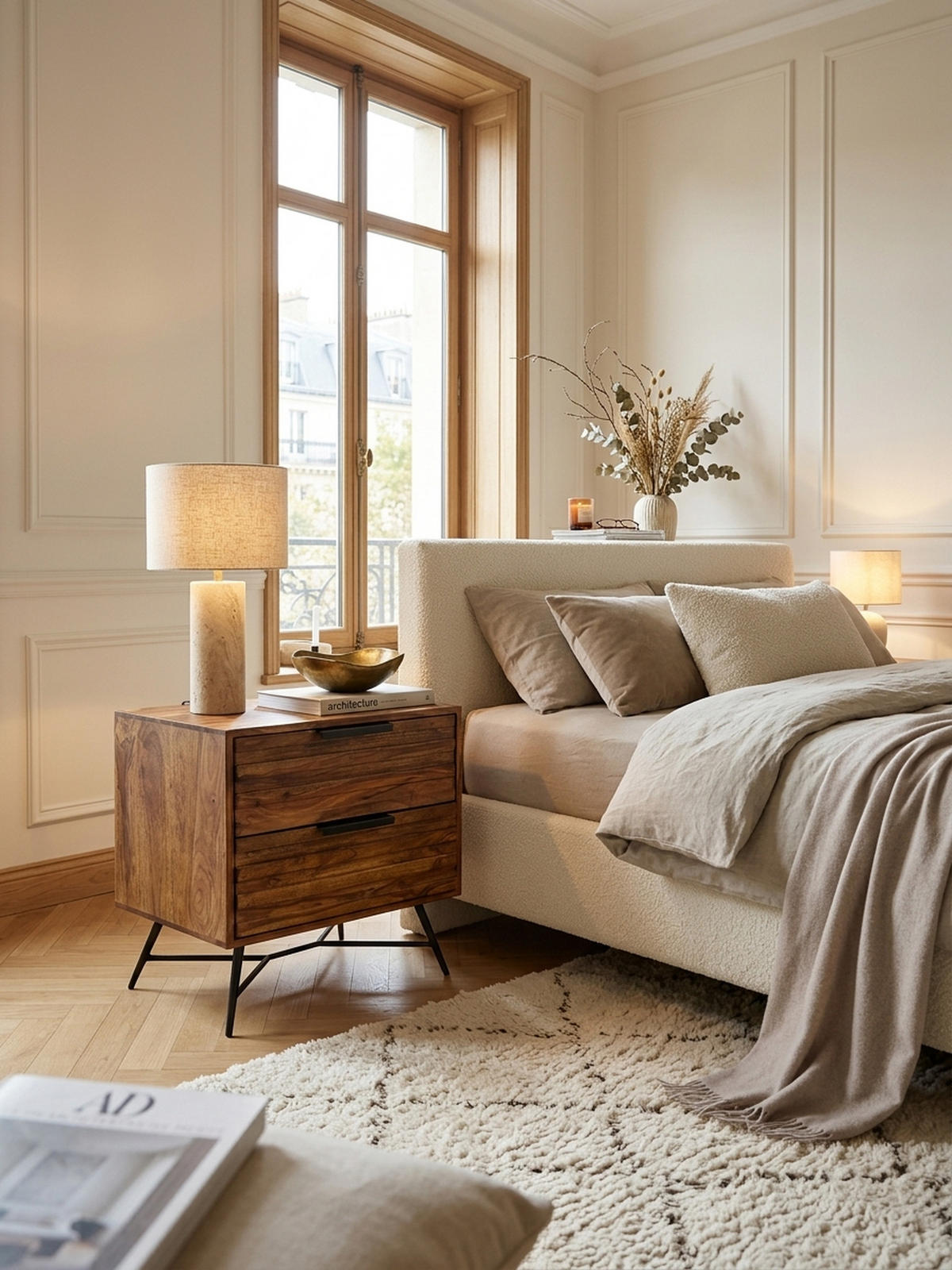 NACHTTISCH – Massivholz/Metall, große Schubladen, Industrial-Stil - Schwarz/Braun, Holz/Metall (60/60/40cm) - KADIMA DESIGN