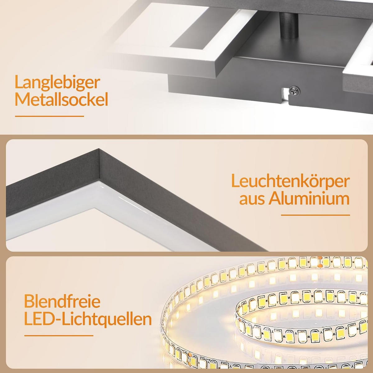 LED stropní bodové světlo 40/40/8,5 cm - bílá, plast (40/40/8.5cm) - Nettlife