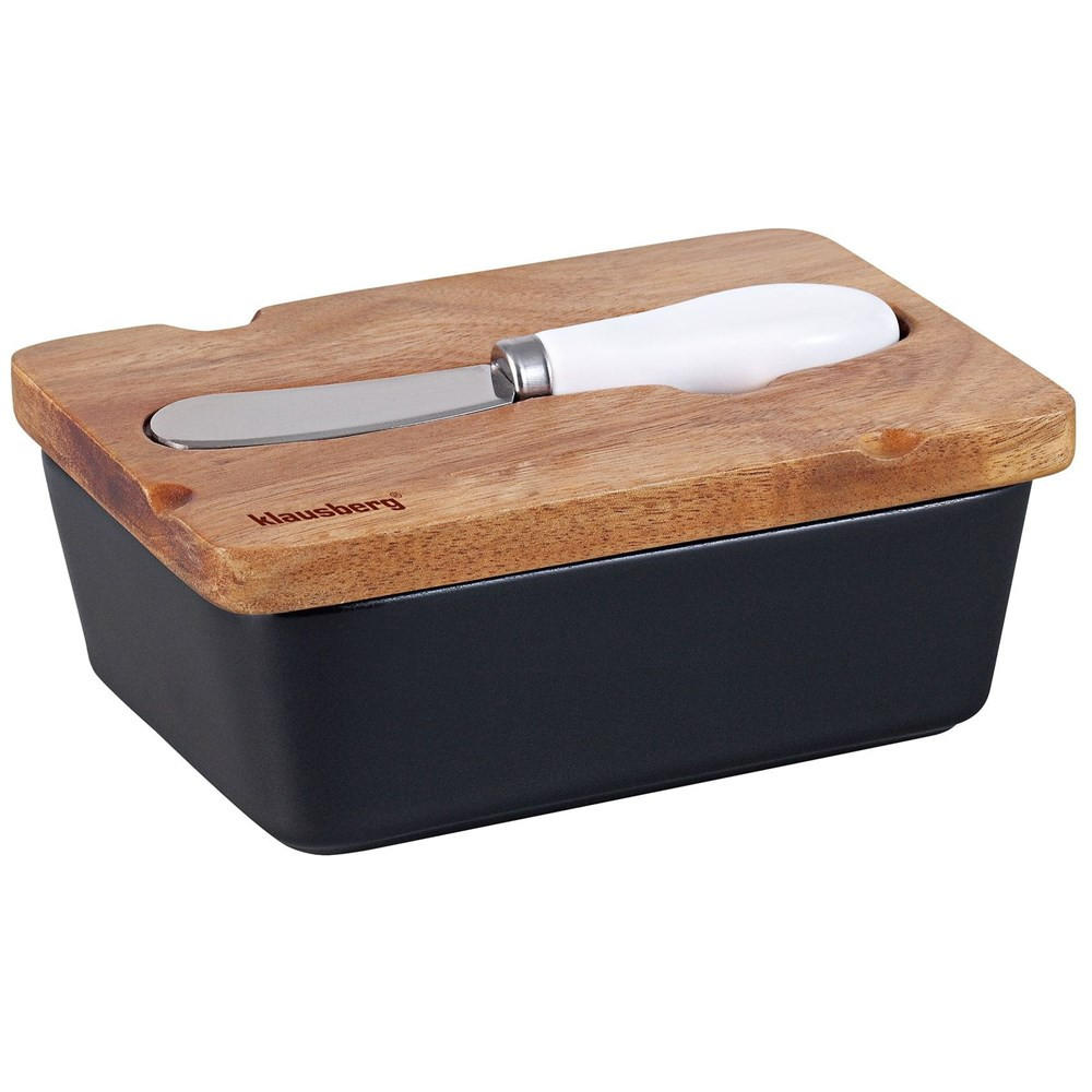 BUTTERDOSE Schwarz 15.5/11/6.5 cm KB7784 - Schwarz, Holz (11/6.5/15.5cm) - Klausberg 