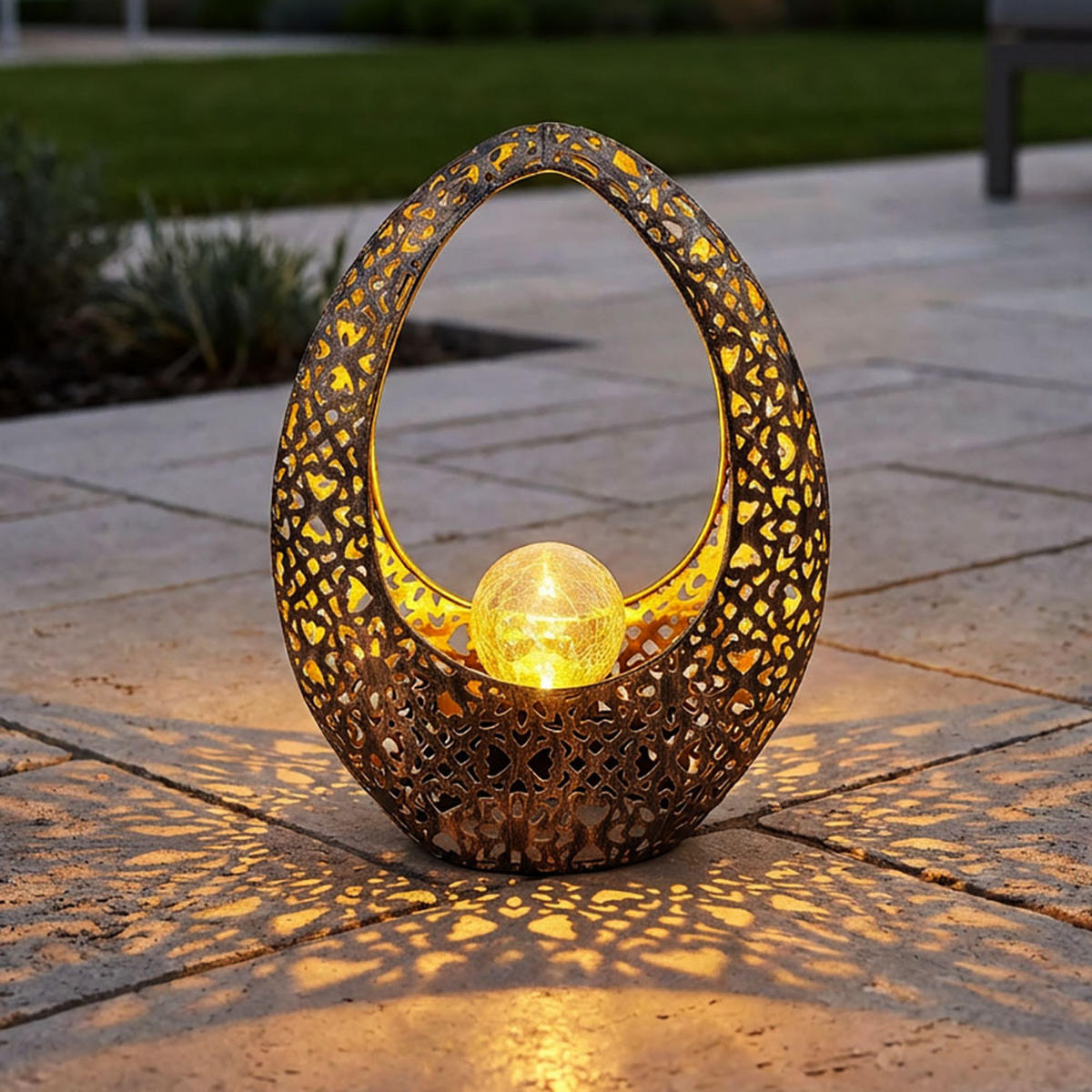 LED AUSSENLEUCHTE Bronze Oval - Bronzefarben, Glas (21.5/9.5/27.5cm) - Globo Lighting