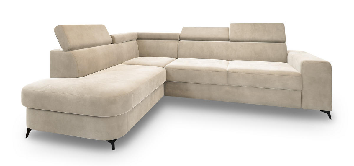 ROHOVÁ SEDAČKA ALVORO krémová - černá/krémová, kov/dřevo (253/190cm) - MASSENO