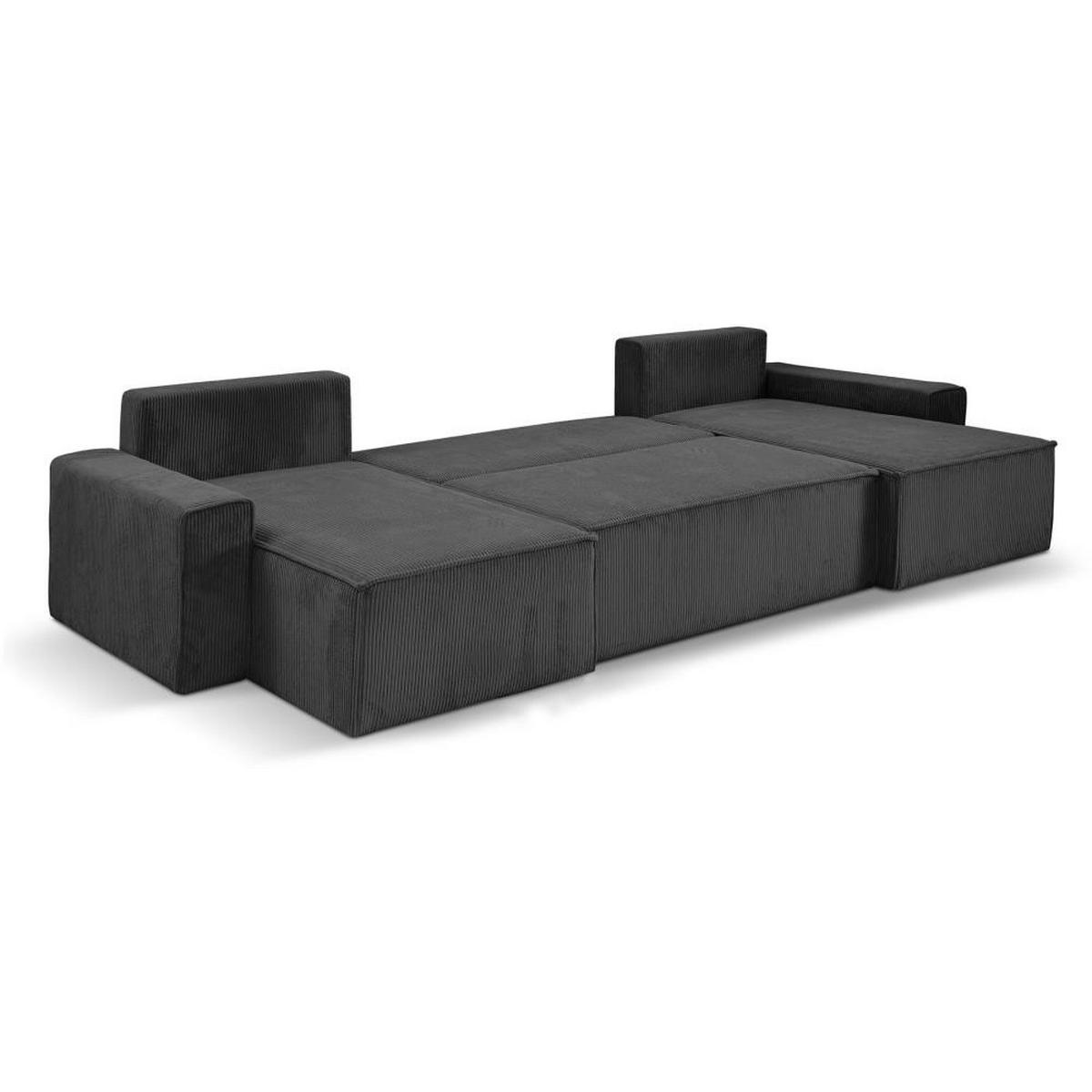 SEDACÍ SOUPRAVA Hektor U s funkcí spaní, tmavě šedá - černá/tmavě šedá, textil/plast (377/94/152cm) - Beautysofa