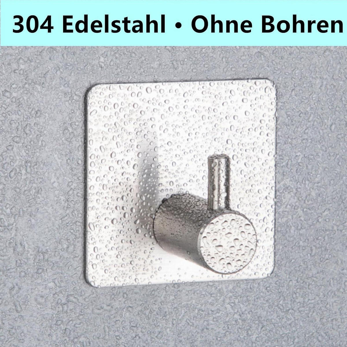 HANDTUCHHAKEN 6 Stück Set Selbstklebend Edelstahl Silber - Silberfarben, Metall (4.5/2.7/4.5cm)