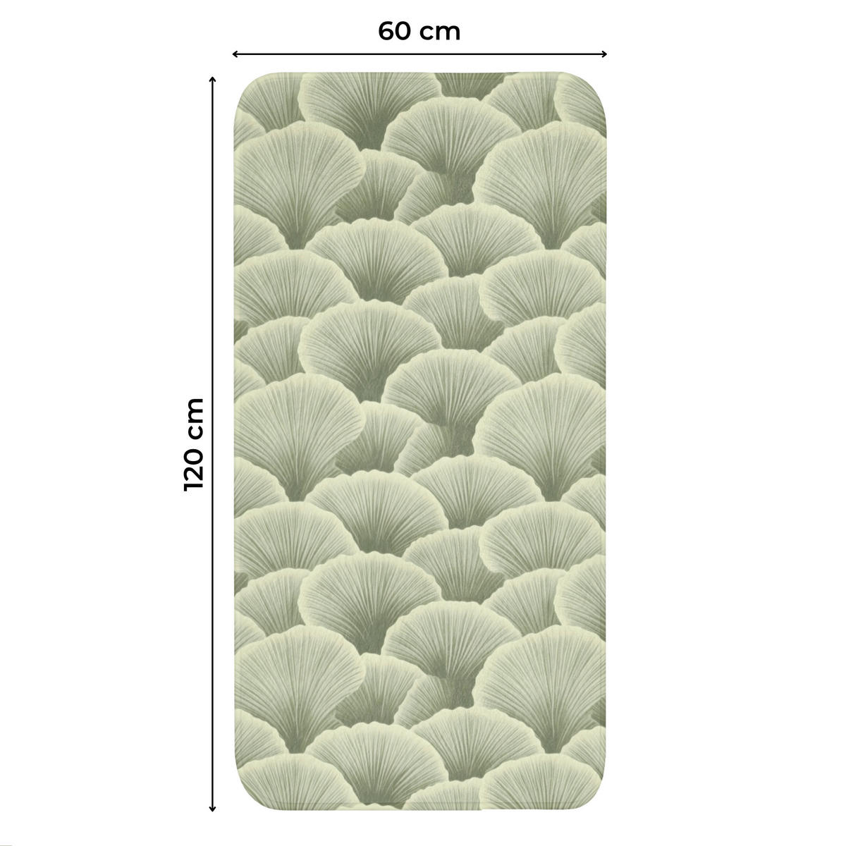 WC PŘEDLOŽKA Vějíř - list - zelený 60x120 cm - pastelově zelená, textil/plast (60/1cm) - OnlyWow