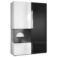 VITRINE Morena Tür und Einsatz in Schwarz Hochglanz - Schwarz Hochglanz, Holzwerkstoff (91.5/136.5/37cm) - Vladon