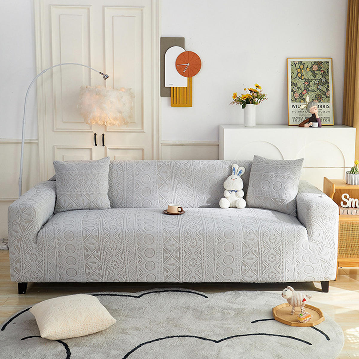 SOFABEZUG Hellgrau 4-Sitzer 235–300 cm - Hellgrau, Textil (235/300cm) - Kaket