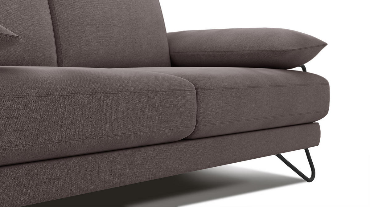 SOFA LORI 2-Sitzer, graubraun - Graubraun/Schwarz, Holzwerkstoff/Textil (185/87/96cm) - Courtois Laville