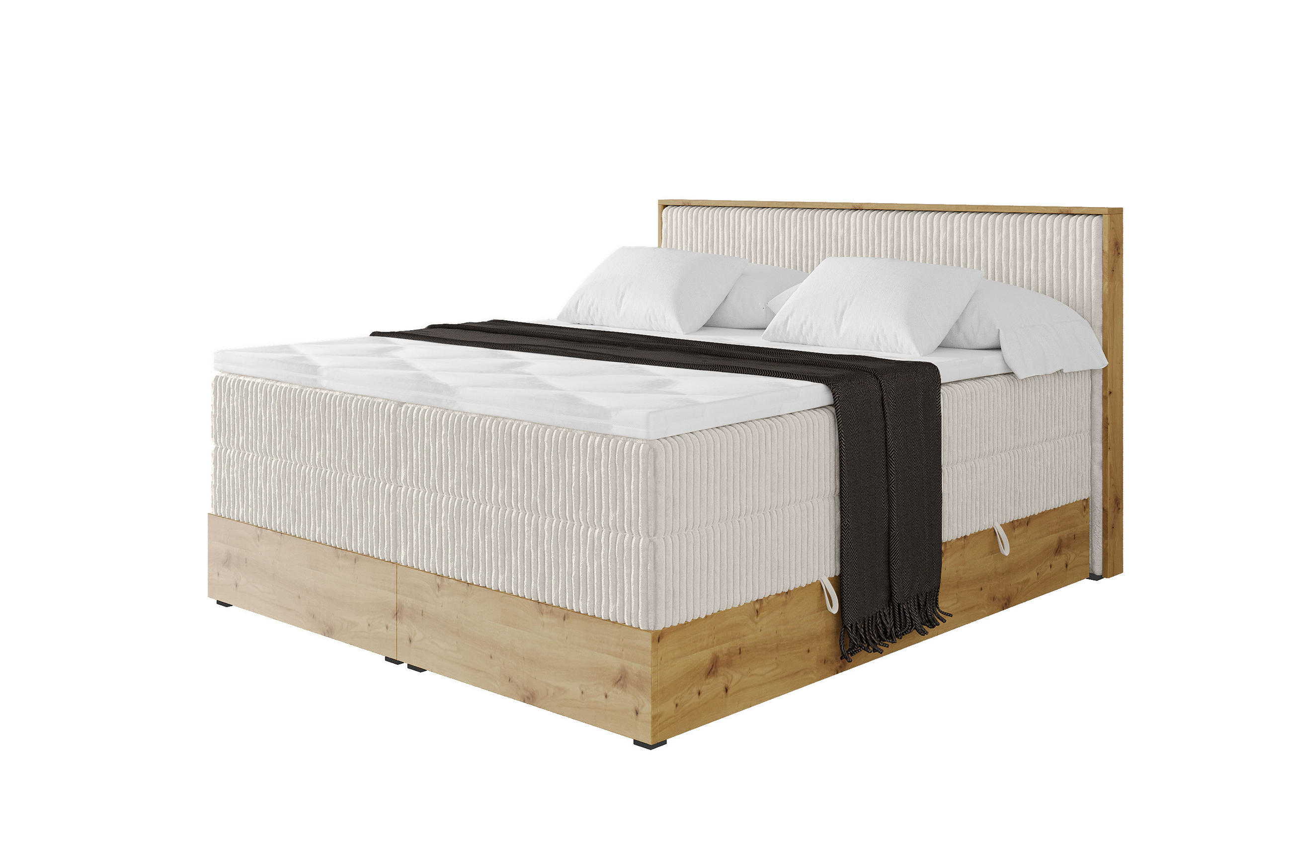 BOXSPRINGBETT LOLLI9 -KING 120x200 - H3/H4 Creme - Creme, Holzwerkstoff (120/200cm) - ALTDECOR