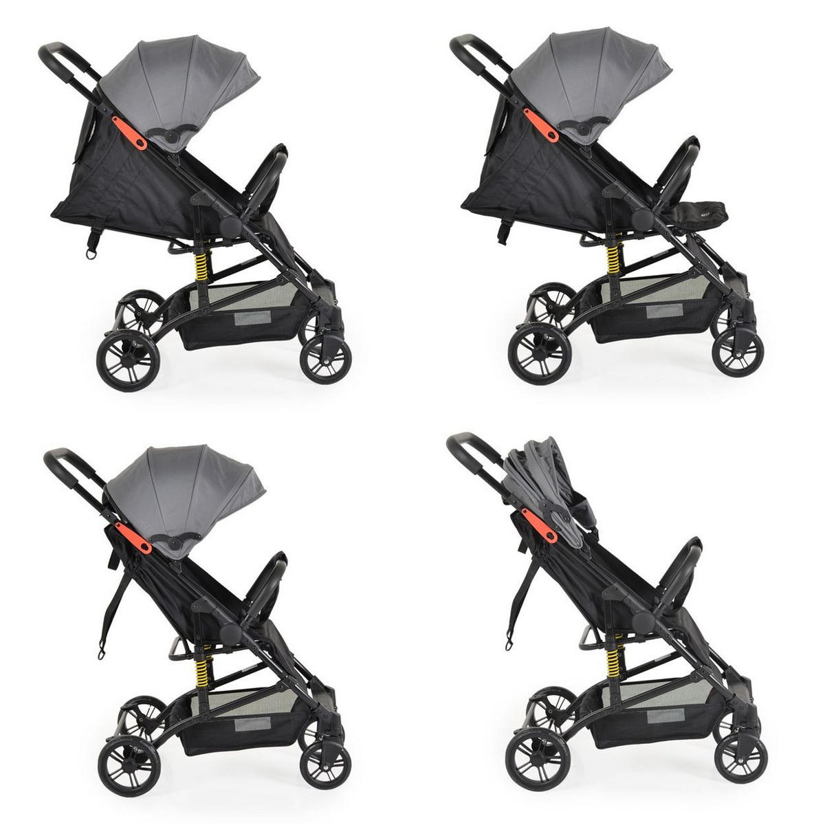 KINDERWAGEN Colibri grau faltbar, verstellbar, 5-Punkt-Gurt, ab 6 Monaten - Grau, Metall (75/51/97cm) - Moni