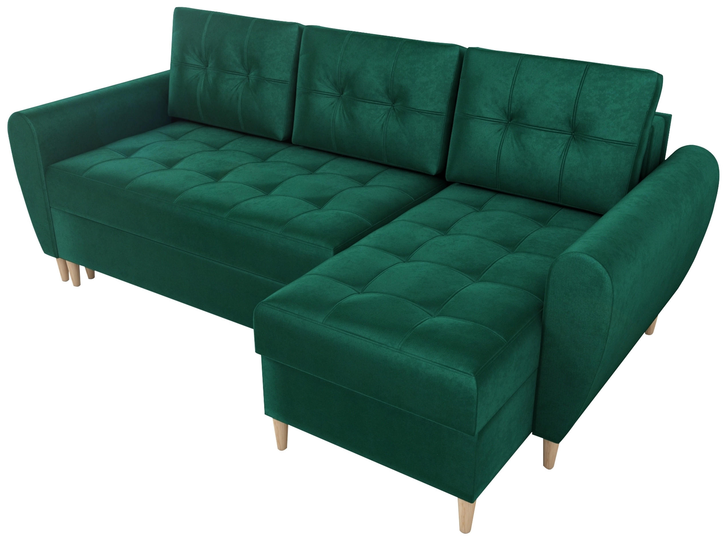 ECKSOFA Henry mit Schlaffunktion Grün Samtstoff - Grün, Textil (232/141cm) - Bromarkt