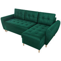 ECKSOFA Henry mit Schlaffunktion Grün Samtstoff - Grün, Textil (232/141cm) - Bromarkt