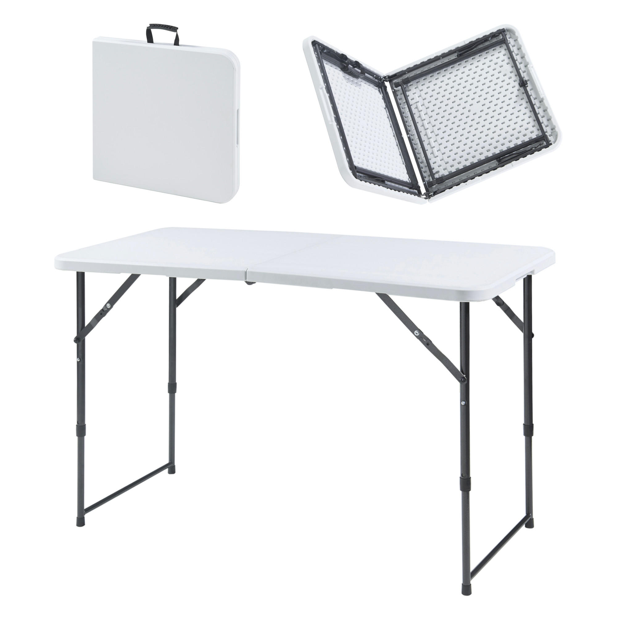 KLAPPTISCH Adelfia - Weiß, Kunststoff/Metall (120/60/90cm) - [en.casa]