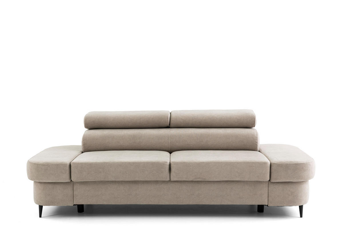 2-SITZER-SOFA PRIAM 206 cm Velours Creme - Creme/Schwarz, Holz/Textil (206/95/102cm) - Muffo