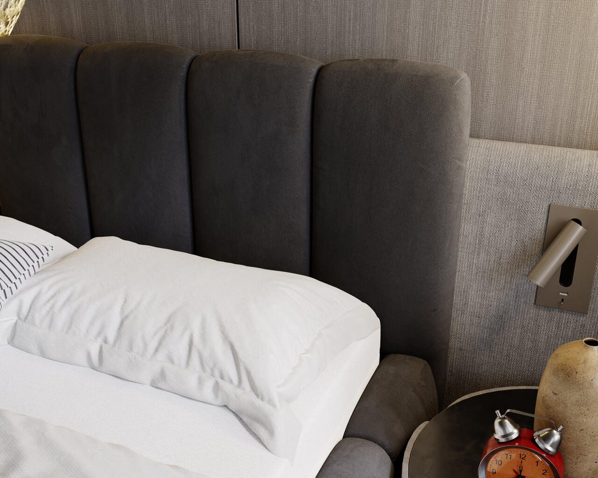 POLSTERBETT Cloud 140x200 Anthracite - Anthrazit, Textil (140/200cm) - Graingold