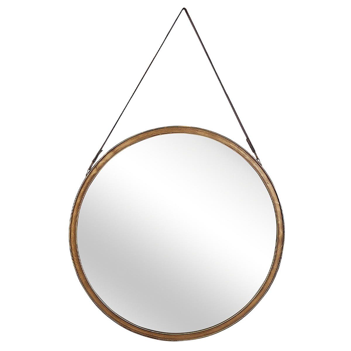 WANDSPIEGEL gold mit Aufhängeband 60 cm Autun - Goldfarben/Braun, Metall (60/60/3cm) - Beliani