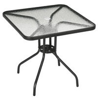 GARTENTISCH aus Metall 76x76x72 cm Schwarz mit Schirmloch - Naturfarben, Metall (76/76/72cm) - Modfu