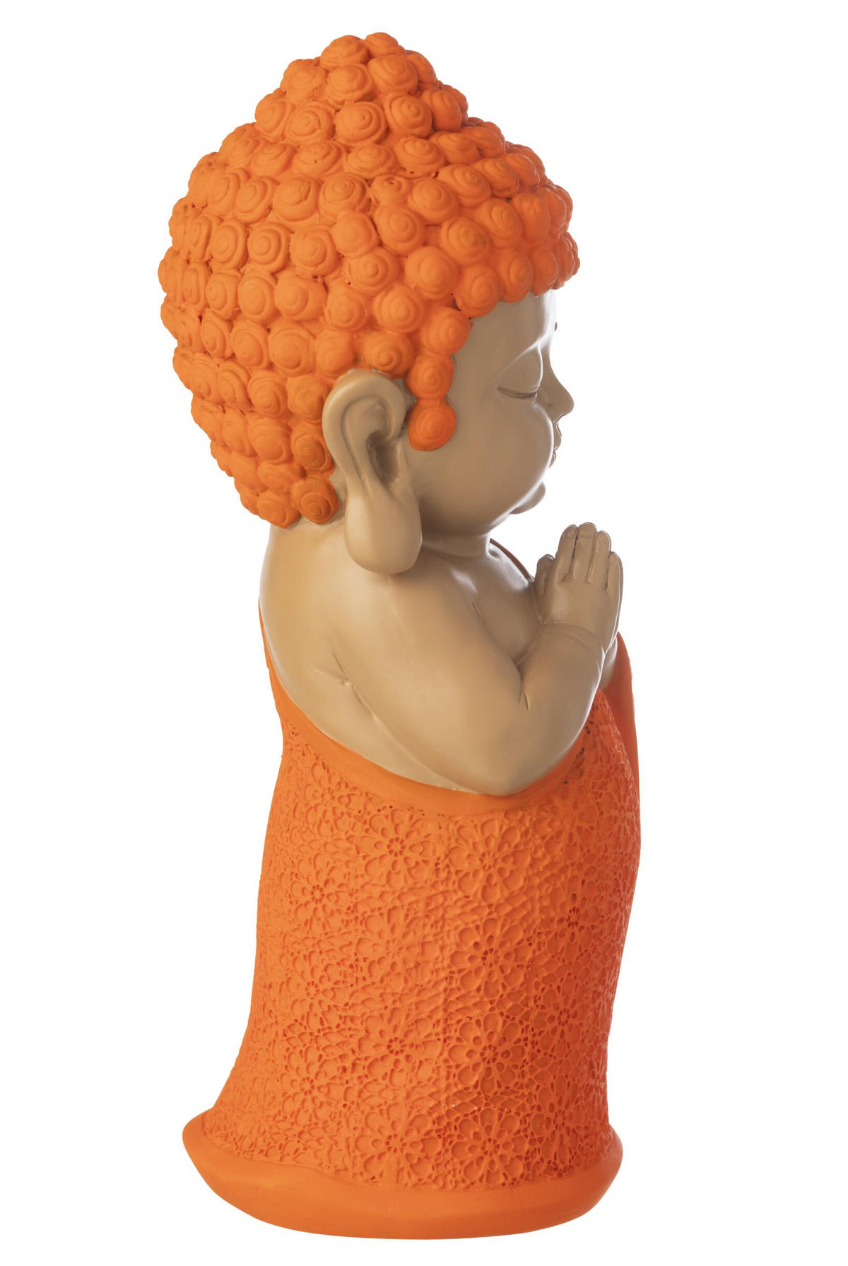 DEKOOBJEKT MÖNCH BETEND - Orange, Glas/Naturmaterialien (13.5/32.5/13.5cm) - J-Line