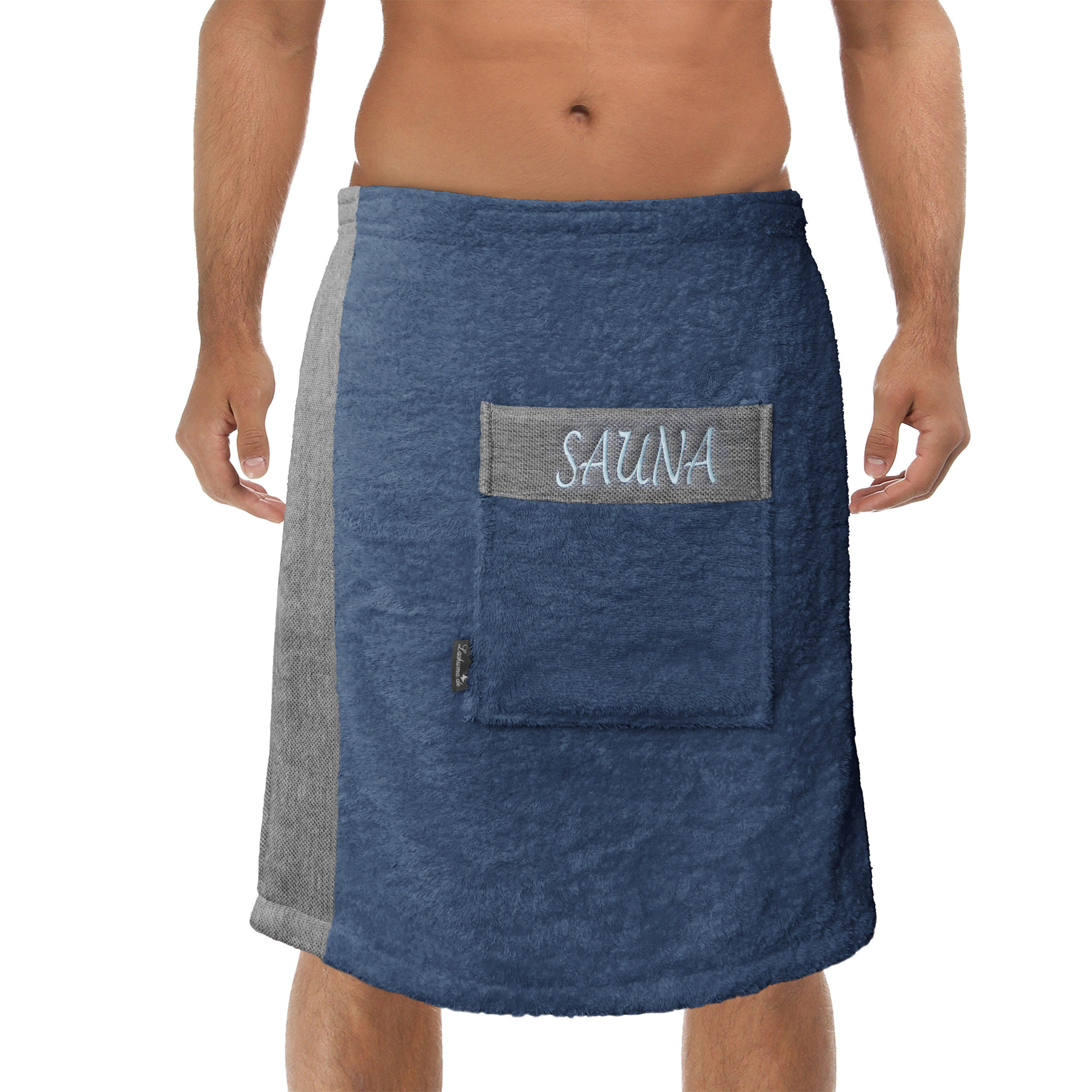 SAUNAKILT Herren Jeansblau, Lima Saunahandtuch mit Klettverschluss - Pastellblau, Textil (140/55cm) - Lashuma